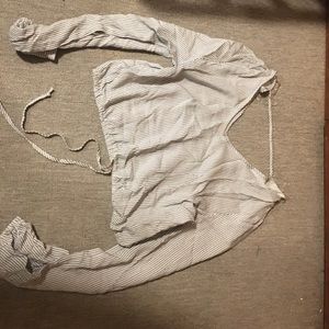 White Stripped Crop Dress Shirt